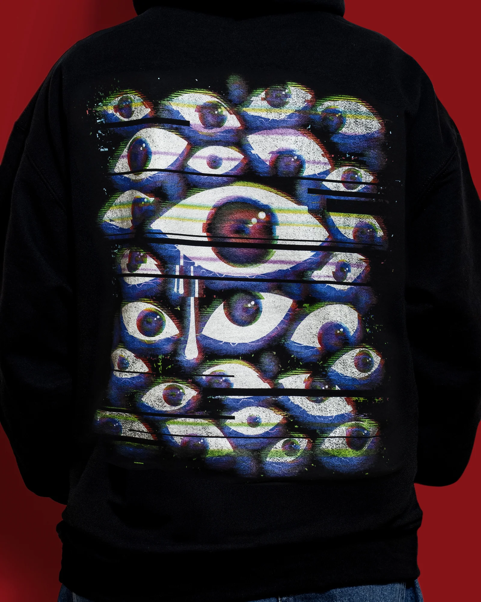 The Doctor All Over Eyes Black Drawstring Hoodie - Image 2