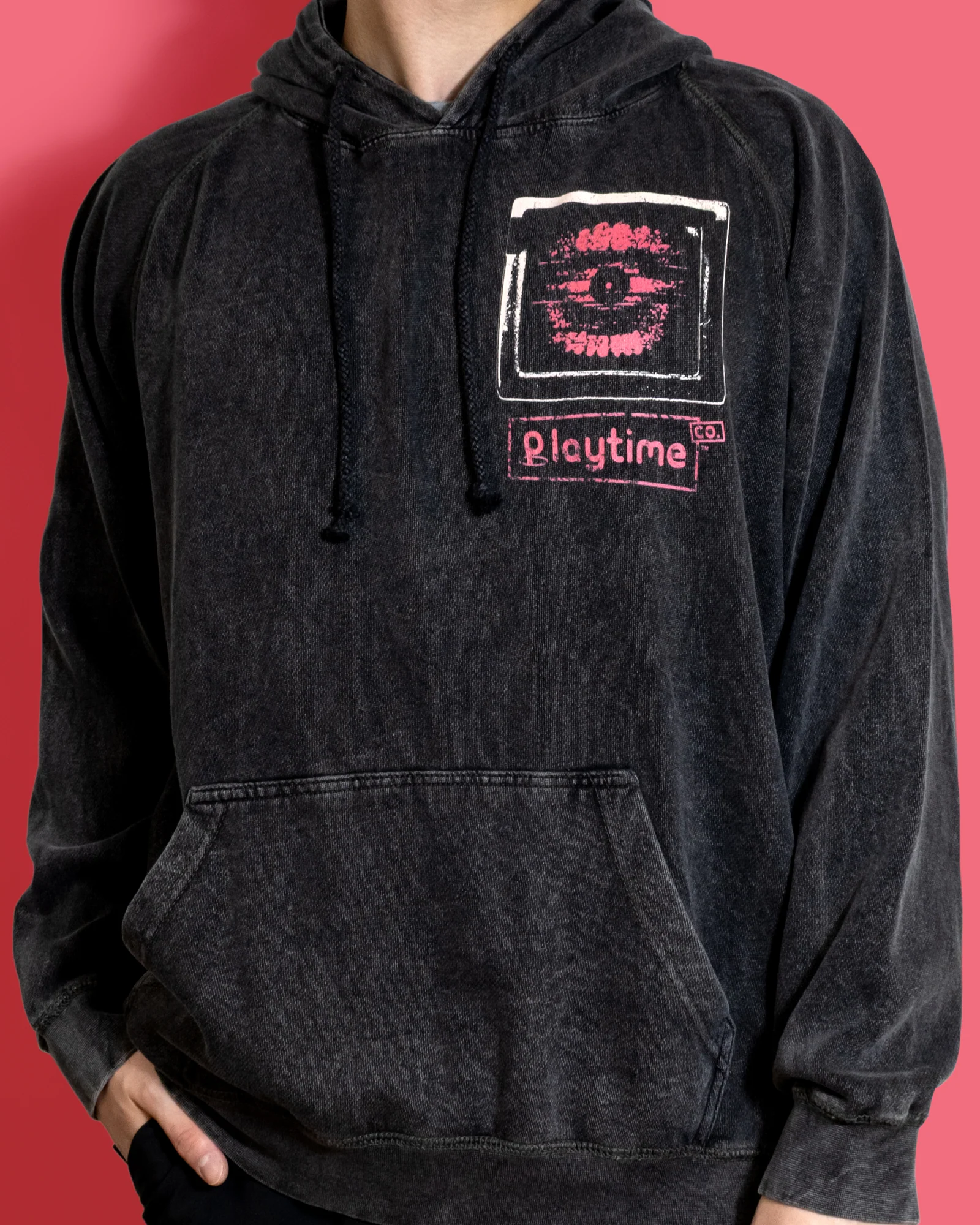 Yarnaby & The Doctor Black Mineral Wash Drawstring Hoodie - Image 3